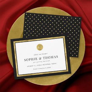 Invitation Monogramme or classique couleur modifiable Enregis