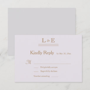 Invitation Monogramme Or Lilac Gris Ampersand Mariage RSVP