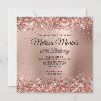 Invitation Monogramme or Ombre Rose de la Glitterie 60e anniv