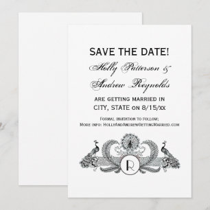 Invitation Monogramme Paons Vintage