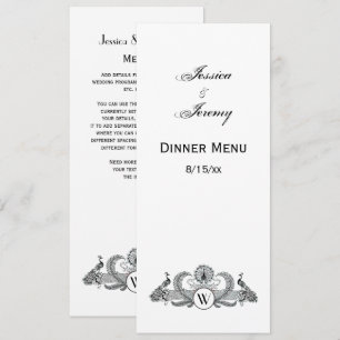 Invitation Monogramme Paons Vintage