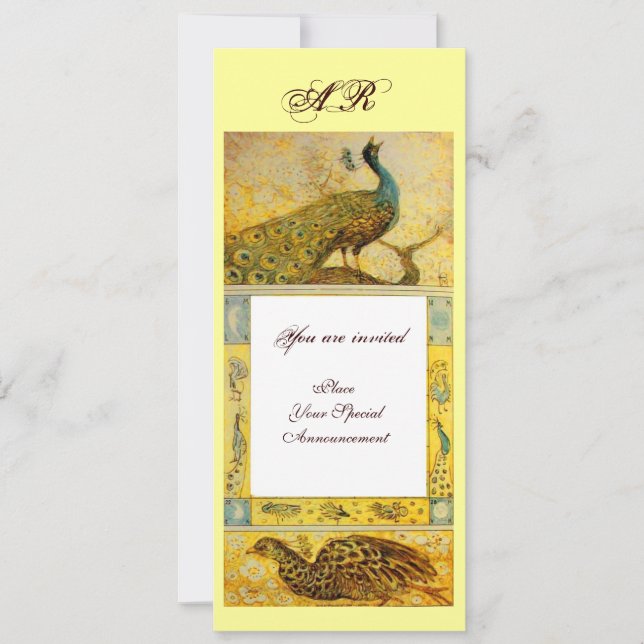 Invitation MONOGRAMME PERROQUETS AMOUR MARIAGE ,marron blanc  (Devant)