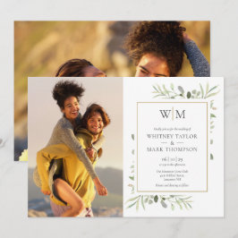 Invitation Monogramme Photo Mariage de verdure botanique