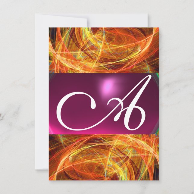 Invitation MONOGRAMME PHOTON noir rose rsvp (Devant)