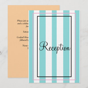 Invitation Monogramme Rayures Bleu Blanc Rose Réception