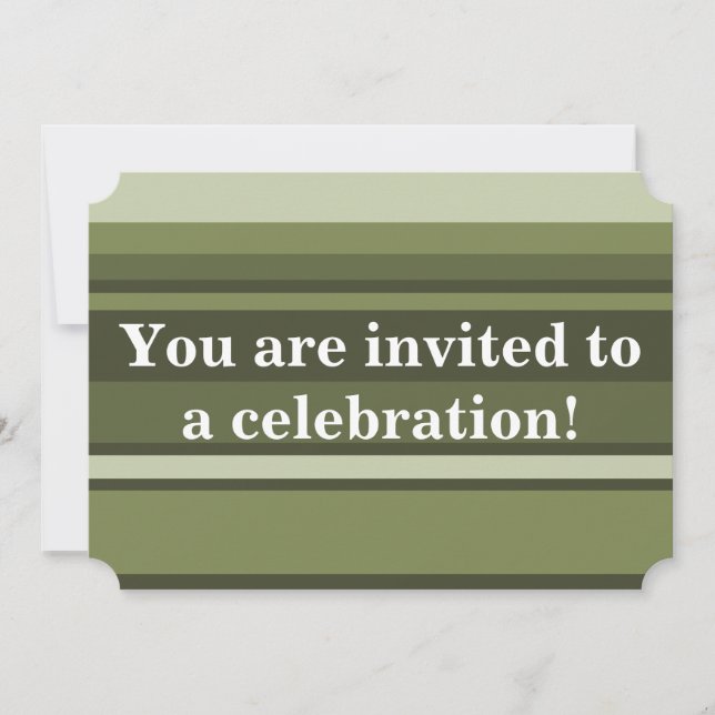 Invitation Monogramme rayures vert olive (Devant)