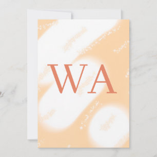 Invitation Monogramme rétro gras blanc orange pêche pastel no