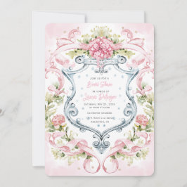 Invitation Monogramme romantique de crête florale | Mariée