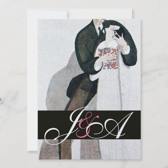 INVITATION MONOGRAMME ROMANTIQUE DE MARIAGE ET DE GROUPE (Devant)