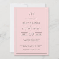 Monogramme rose et gris simple Baby shower fille