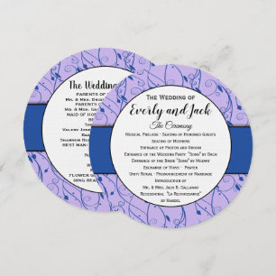 Invitation Monogramme Royal Blue Lilac Swirl Wedding Programm