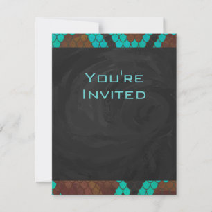 Invitation Monogramme serpent impression Brown et Turquoise