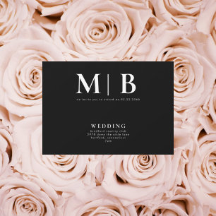 Invitation Monogramme simple et élégant B/W Aucun parent Invi