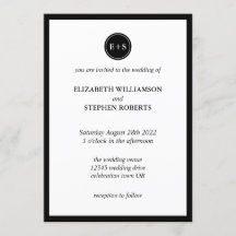 Monogramme simple | Mariage noir et blanc