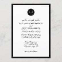 Monogramme simple | Mariage noir et blanc