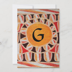 Invitation MONOGRAMME SOLAIRE, jaune orange noir blanc vif
