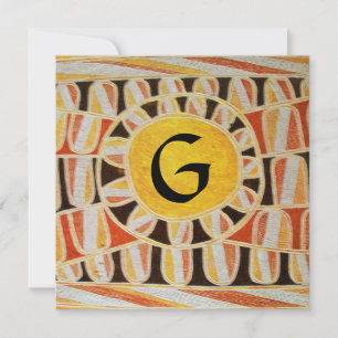 Invitation MONOGRAMME SOLAIRE, jaune orange noir blanc vif