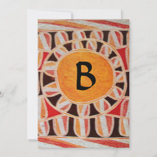 Invitation MONOGRAMME SOLAIRE, jaune orange noir blanc vif