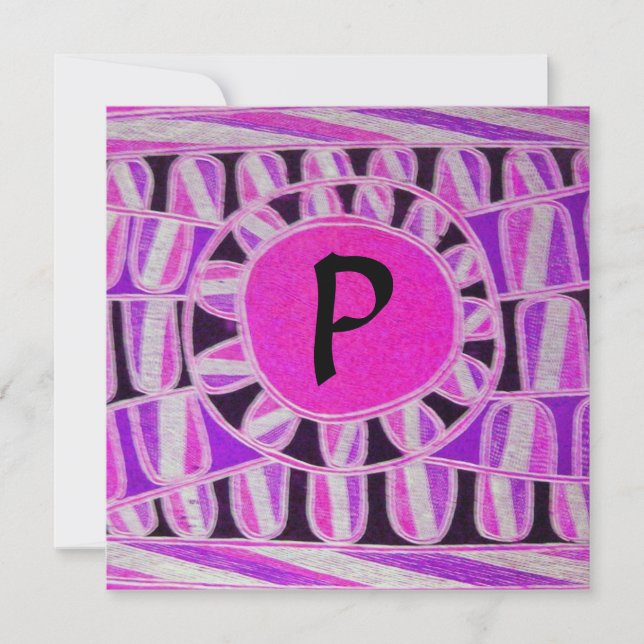 Invitation MONOGRAMME SOLAIRE, rose fuchsia noir blanc vif (Devant)