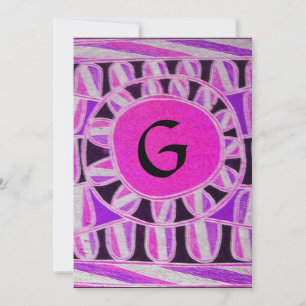 Invitation MONOGRAMME SOLAIRE, rose violet bleu noir blanc vi