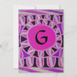 Invitation MONOGRAMME SOLAIRE, rose violet noir or métal