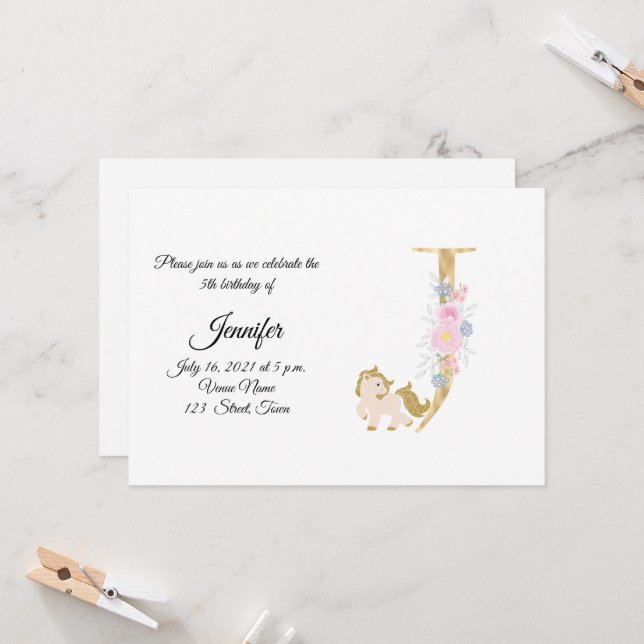 Invitation monogramme sur poule ponée personnalisé (Devant/Arrière en situation)