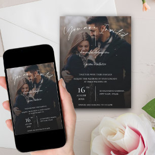 Invitation Monogramme Texte superposé Typographie Mariage pho