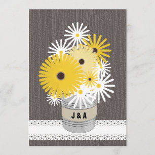 Invitation Monogramme Tin Can Daisers & Black Eyed Susans