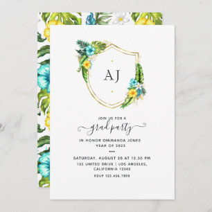 Invitation Monogramme Tropical Summer Beach Graduation