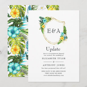 Invitation Monogramme Tropical Summer Beach Wedding Update