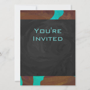 Invitation Monogramme Vache Imprimer Brown et Turquoise