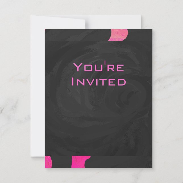 Invitation Monogramme vache rose chaud et noir (Devant)