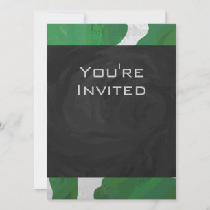Invitation Monogramme vache vert et blanc
