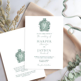Invitation Monogramme vert Élégance intemporelle Mariage offi