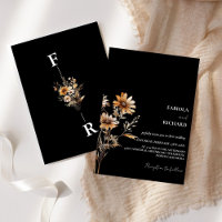 Monogramme Whimsical Mariage Fleur sauvage BLack