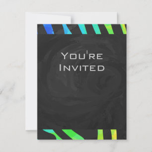 Invitation Monogramme Zebra noir et arc-en-ciel