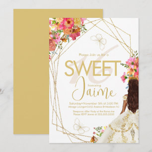 Invitation Monogrammed Sweet 16 Florals Garden Girl