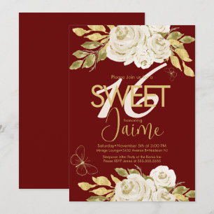 Invitation Monogrammed Sweet 16 Vin de fleurs roses Roses ivo