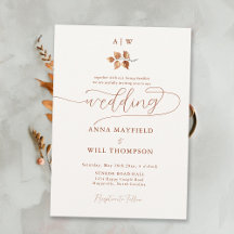 Monogrammes Feuilles Automne Crest Mariage moderne