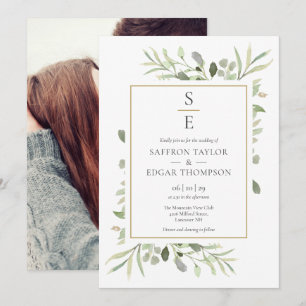 Invitation Monogrammes Initiales Végétal Foliage Mariage phot