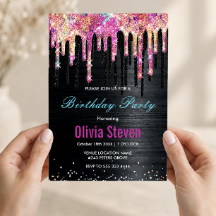 Invitation Monographie d'anniversaire de parties scintillant