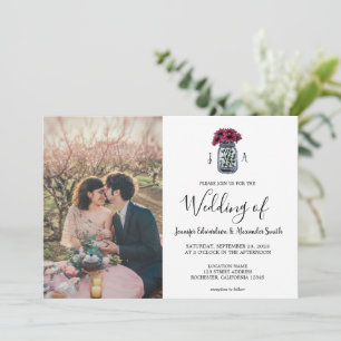 Invitation Monographie de pot Mason rustique photo élégant Ma