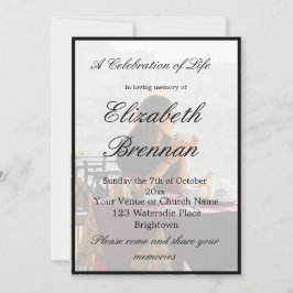 Invitation Monographie funéraire Monogramme Elegant Black Inv