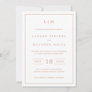 Invitation Monographie rose Rose simple Mariage élégant