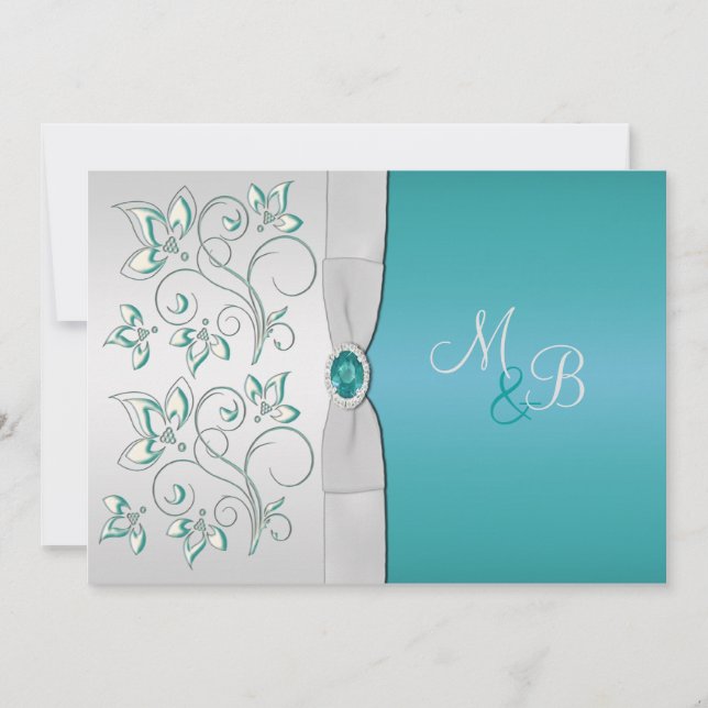 Invitation monographique Aqua Blue et Silver (Devant)