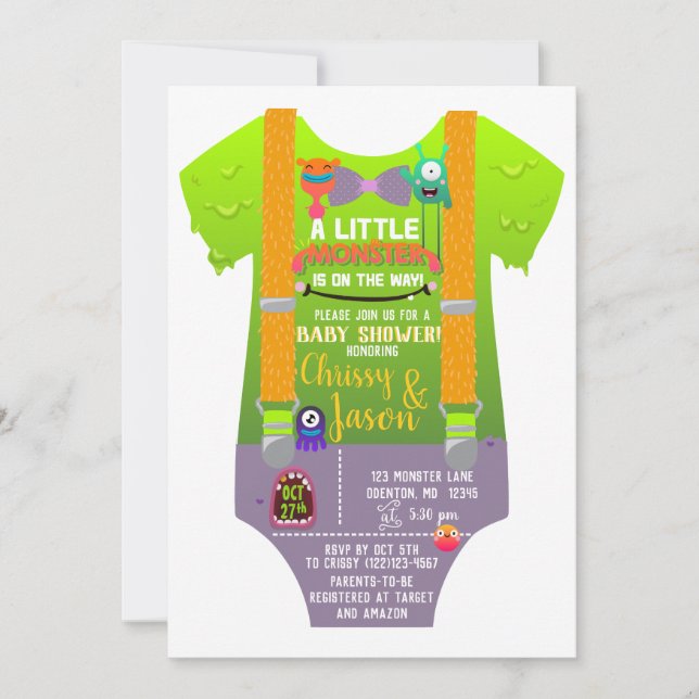 Invitation Monster Baby shower - Ils ont créé un Monster (Devant)