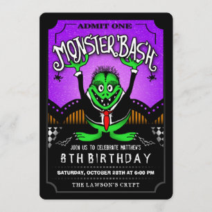 Invitation Monster Bash Halloween Anniversaire Fête Invitatio
