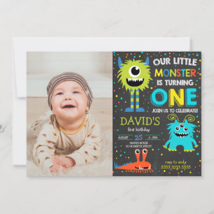 Invitation Monster First Birthday Boy Little Monster Photo