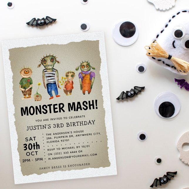 Invitation Monster Mash Anniversaire de enfant Halloween (Créateur téléchargé)