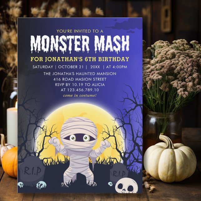 Invitation Monster Mash Kids Birthday Party Halloween (Créateur téléchargé)